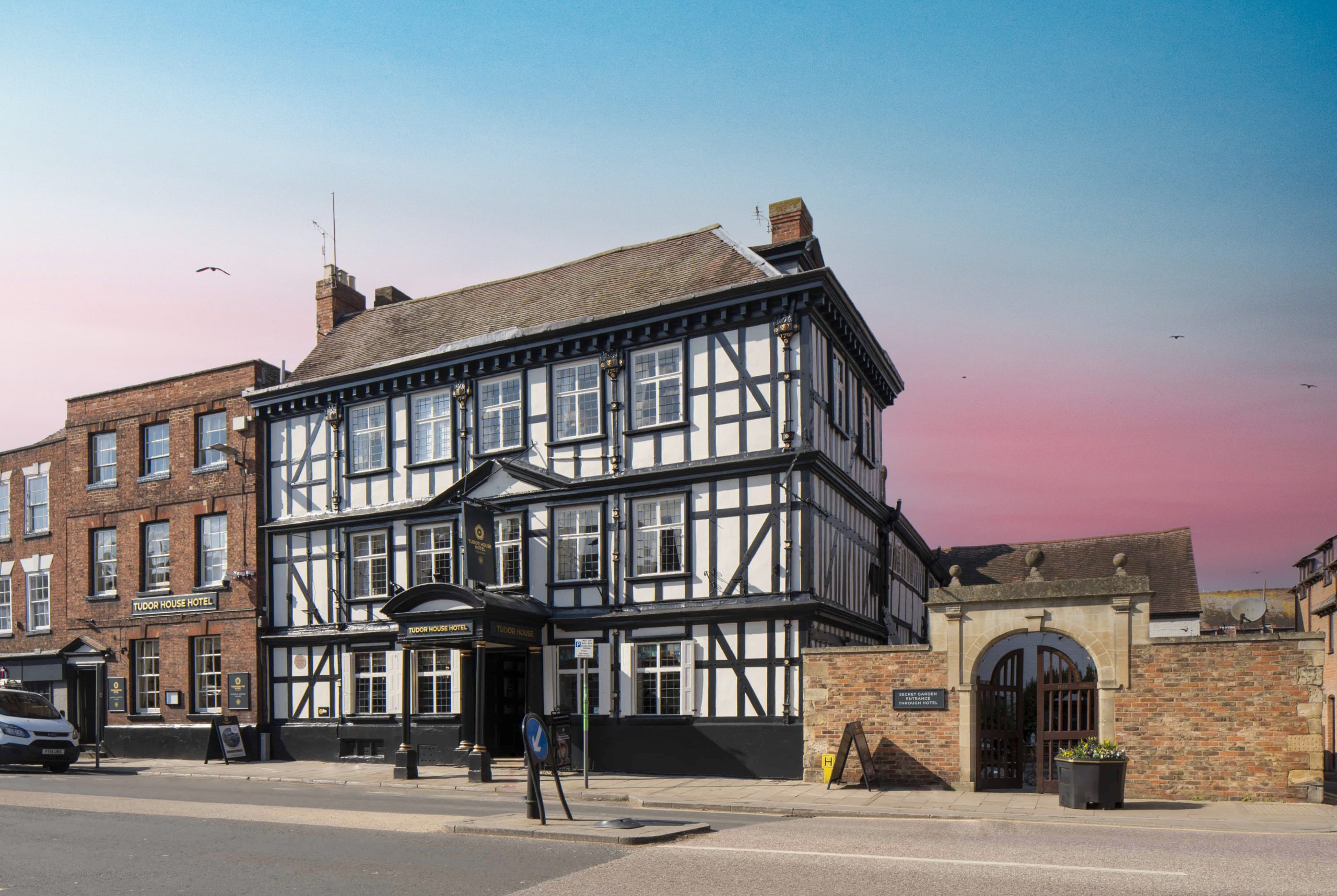 The front of The Tudor House Hotel